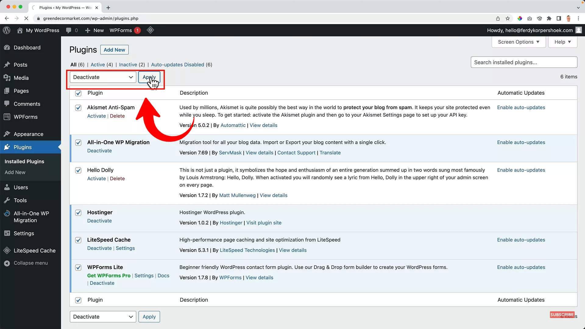 Deactivate default plugins on WordPress