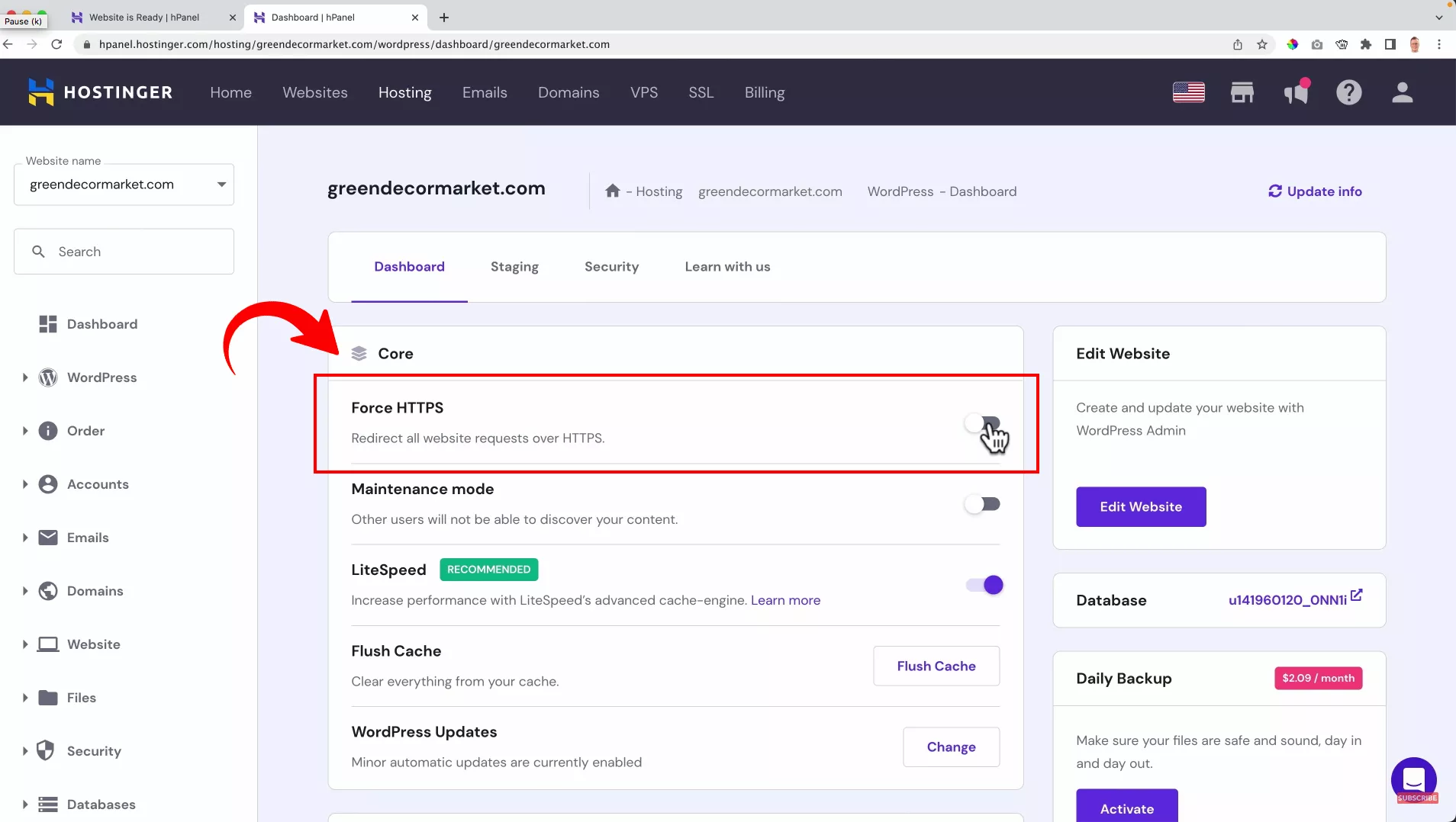 enable SSL on WordPress