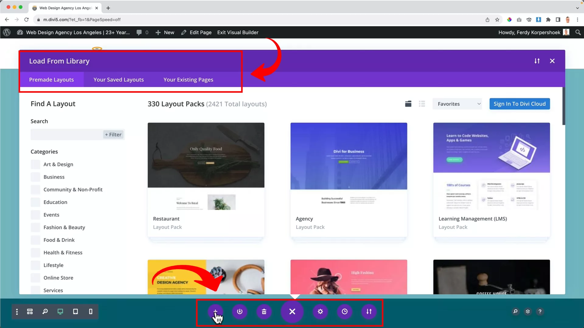 purple button settings on Divi