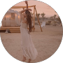 Woman dancing in desert