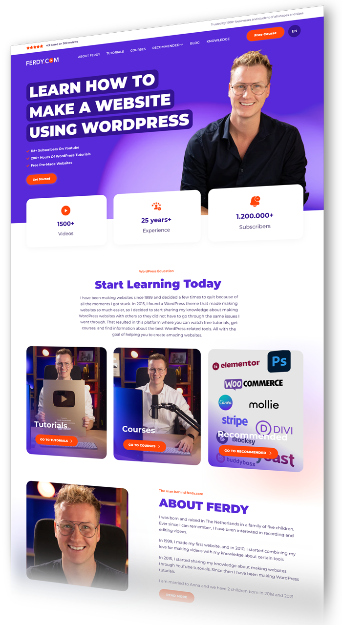 Learn website using WordPress