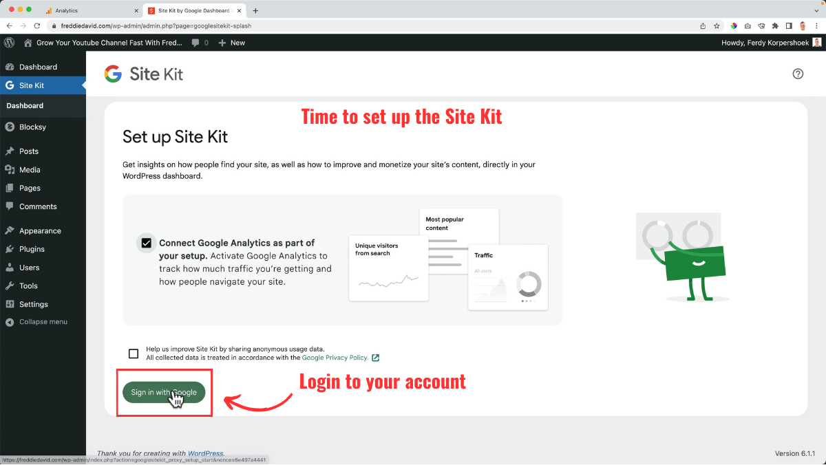 Set up Google Site Kit