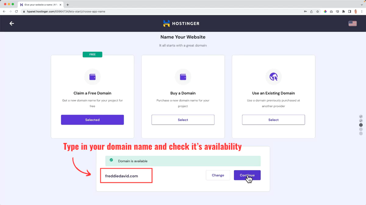 Hostinger check your domain name availability